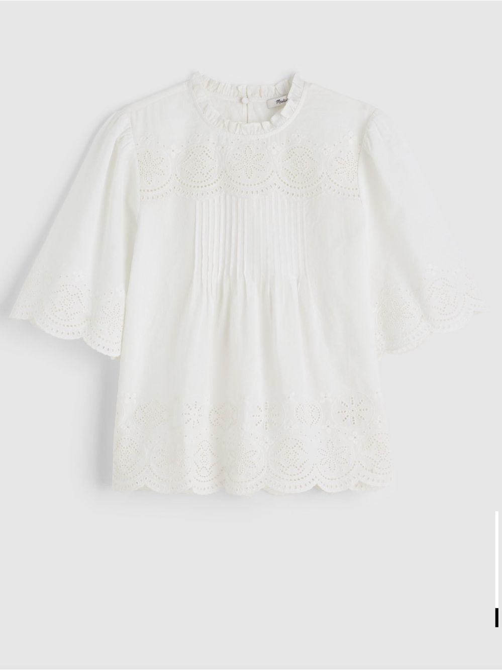Madewell Embroidered Pintuck High Neck Top- Size L